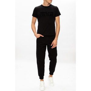 Versace Jeans Couture Flock Printed T-Shirt Black Size Large